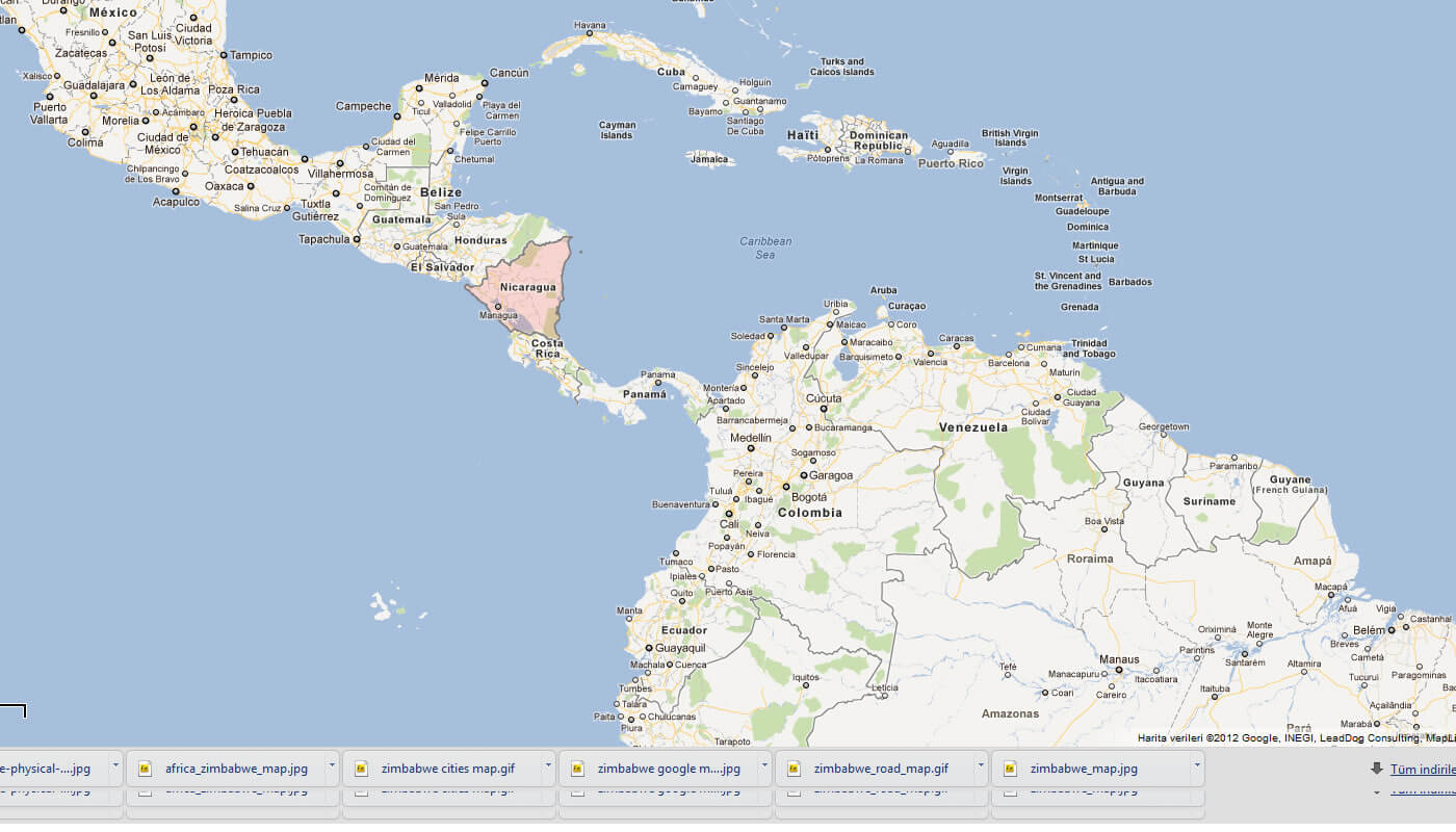 Map of Nicaragua Central America